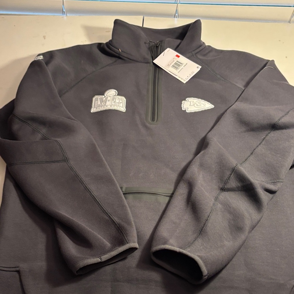 Nike kanas city superbowl Gray NFL Quarter-Zip Pullover $150 value